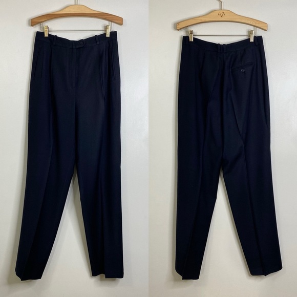 VINTAGE ALLEN AUSTIN BEVERLY HILLS WOOL CASHMERE WOMENS PLEATED DRESS PANTS - Picture 1 of 12
